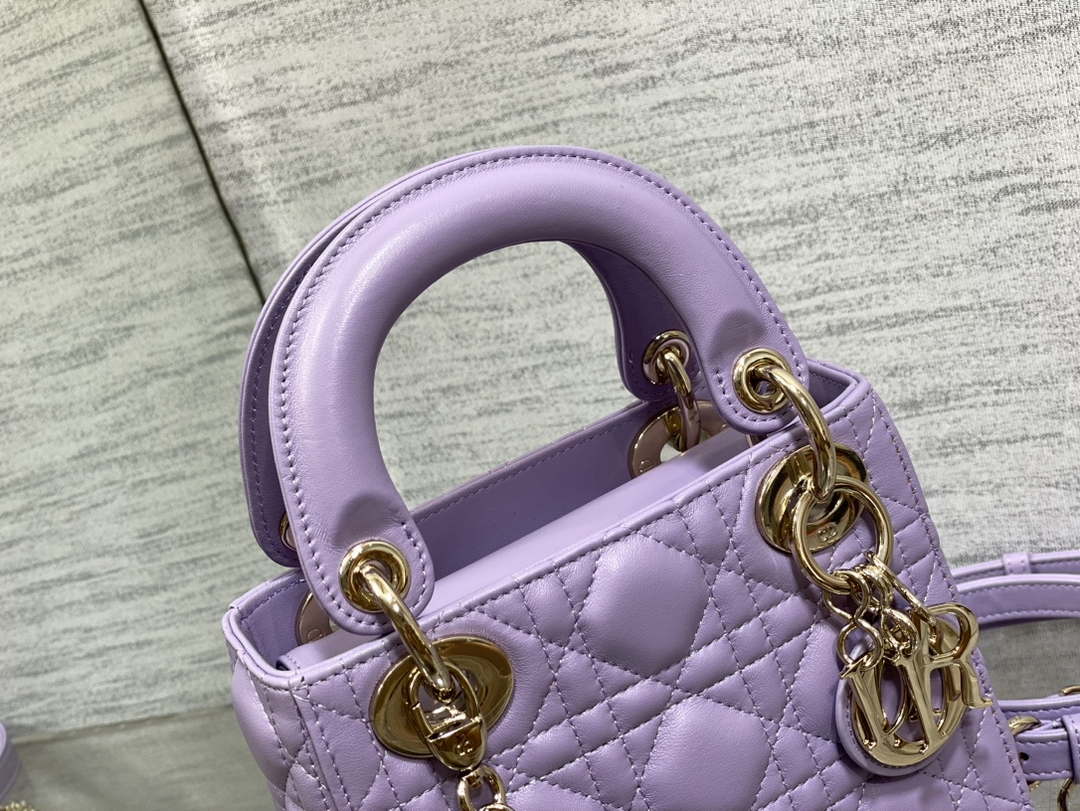 Dior M0505 Mini Lady Dior Bag Lilac Cannage Lambskin