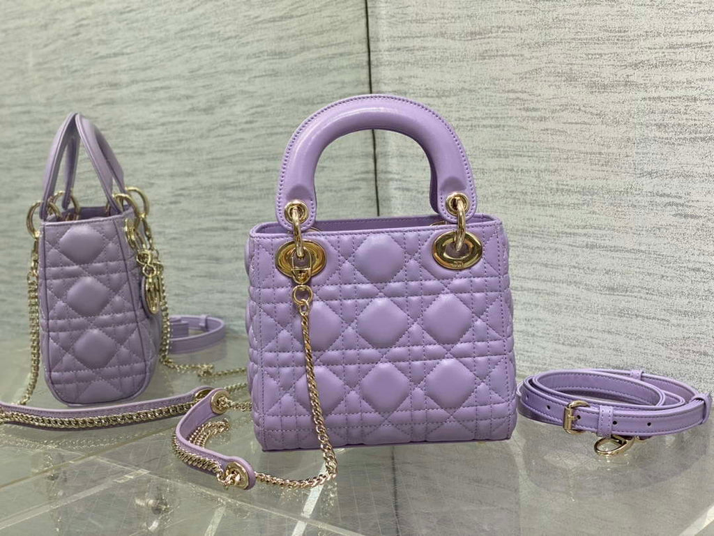 Dior M0505 Mini Lady Dior Bag Lilac Cannage Lambskin