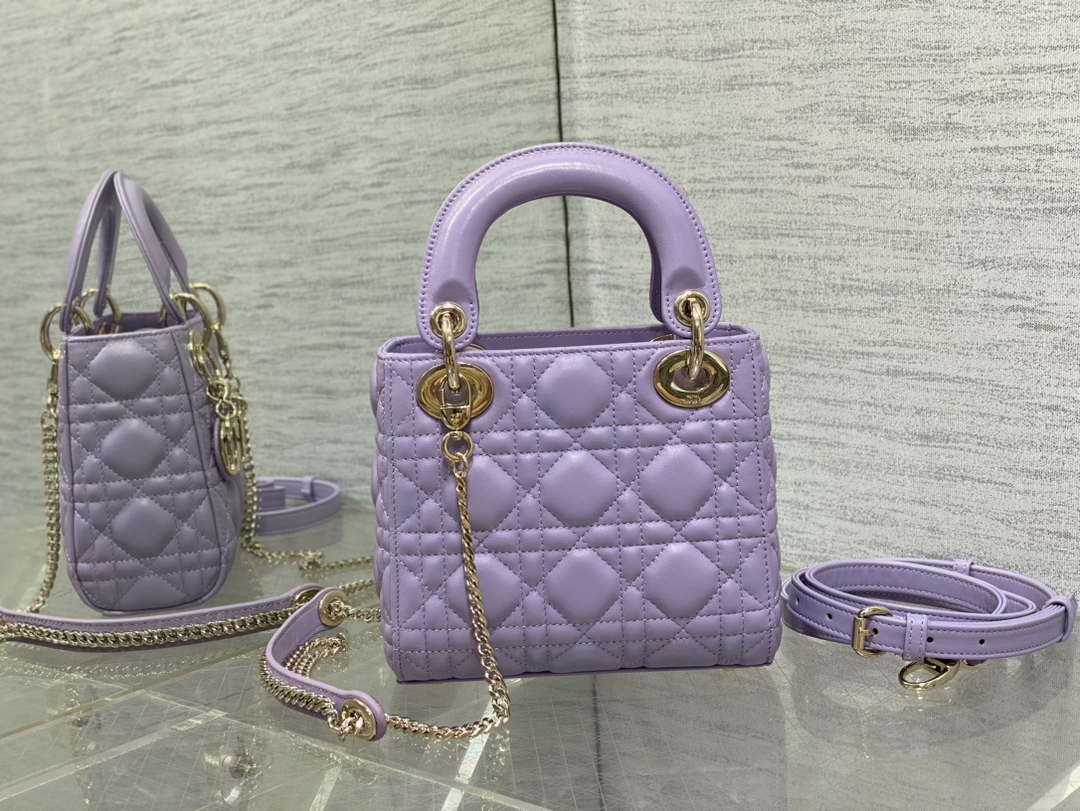 Dior M0505 Mini Lady Dior Bag Lilac Cannage Lambskin - Default Title - View 5