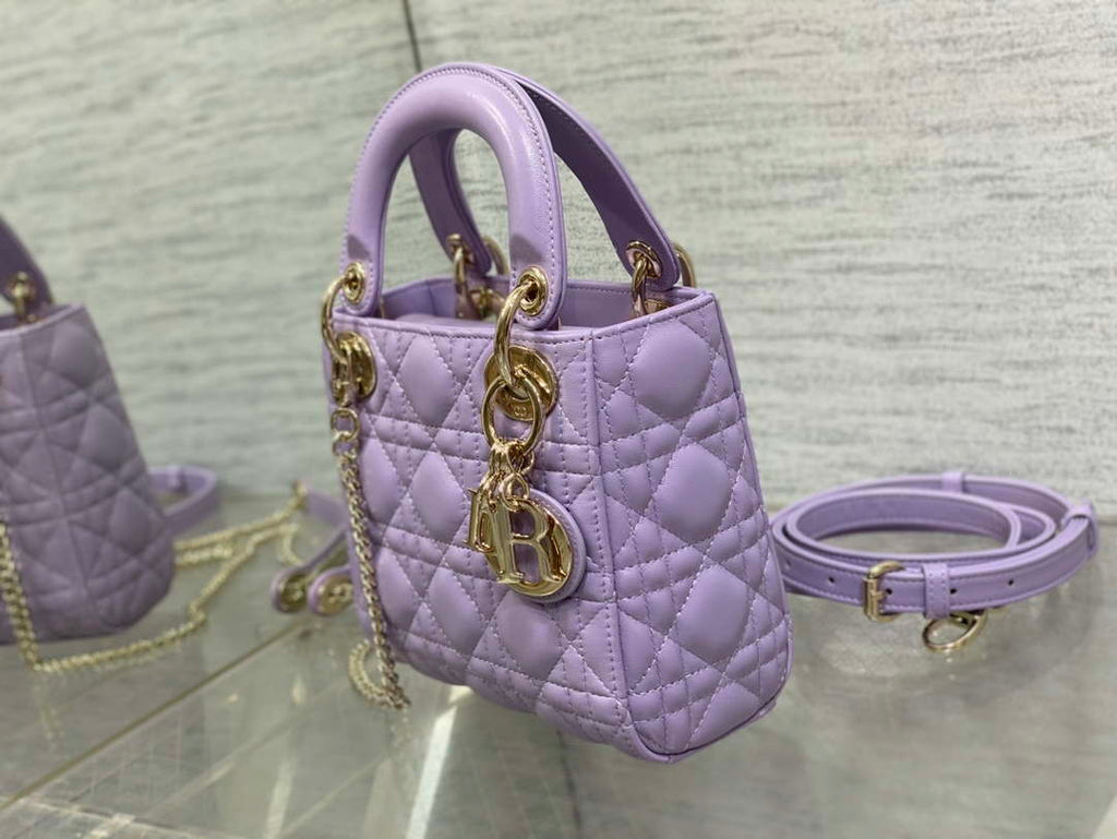 Dior M0505 Mini Lady Dior Bag Lilac Cannage Lambskin