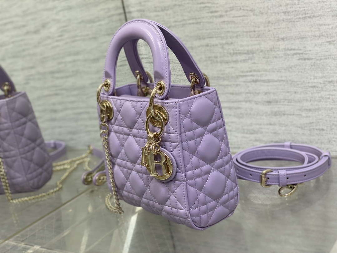Dior M0505 Mini Lady Dior Bag Lilac Cannage Lambskin