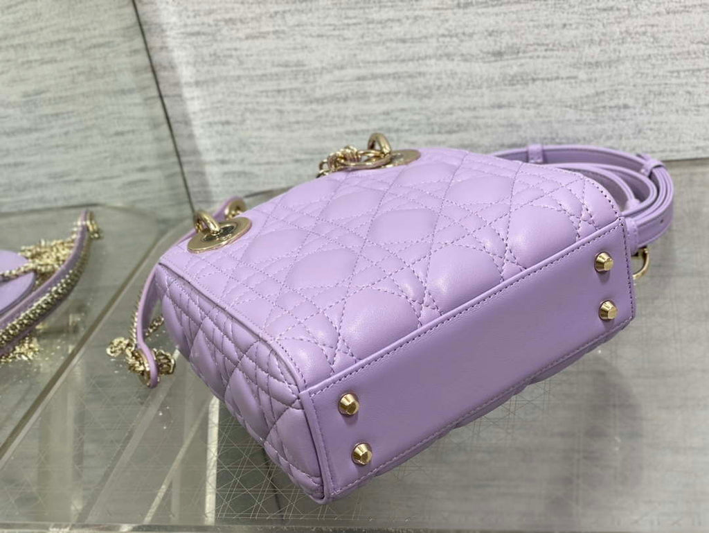 Dior M0505 Mini Lady Dior Bag Lilac Cannage Lambskin