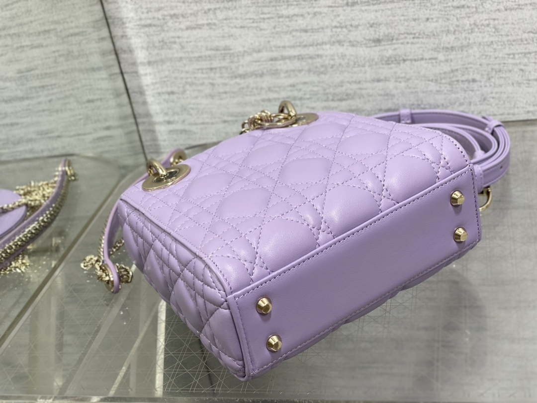 Dior M0505 Mini Lady Dior Bag Lilac Cannage Lambskin - Default Title - View 7