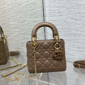 Dior M0505 Mini Lady Dior Bag Milk tea Calfskin with enamel buckle - Default Title - View 1