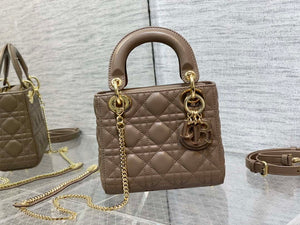 Dior M0505 Mini Lady Dior Bag Milk tea Calfskin with enamel buckle - Default Title - View 2
