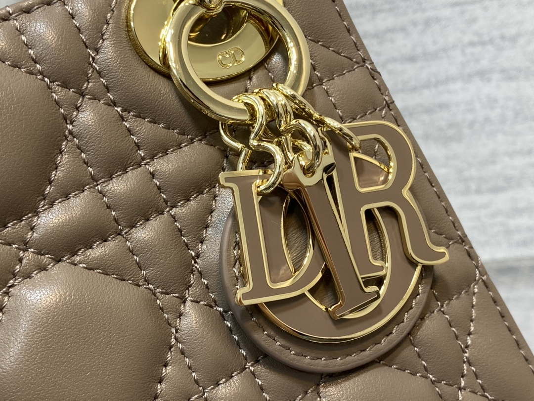 Dior M0505 Mini Lady Dior Bag Milk tea Calfskin with enamel buckle - Default Title - View 4