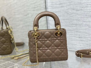 Dior M0505 Mini Lady Dior Bag Milk tea Calfskin with enamel buckle - Default Title - View 6