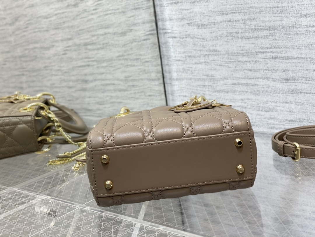 Dior M0505 Mini Lady Dior Bag Milk tea Calfskin with enamel buckle - Default Title - View 7