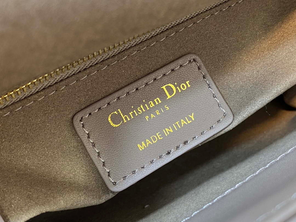 Dior M0505 Mini Lady Dior Bag Milk tea Calfskin with enamel buckle