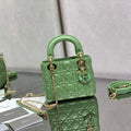 Dior M0505 Mini Lady Dior Bag Mint Green Calfskin with enamel buckle - Default Title - View 1