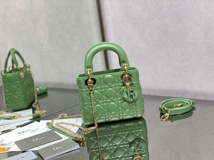 Dior M0505 Mini Lady Dior Bag Mint Green Calfskin with enamel buckle - Default Title - View 1