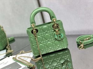 Dior M0505 Mini Lady Dior Bag Mint Green Calfskin with enamel buckle - Default Title - View 2