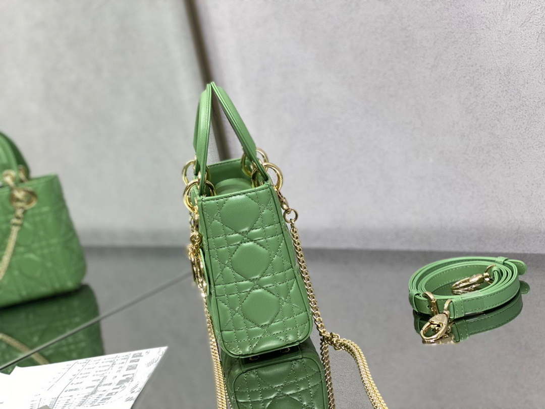 Dior M0505 Mini Lady Dior Bag Mint Green Calfskin with enamel buckle - Default Title - View 4