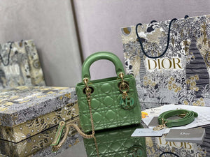 Dior M0505 Mini Lady Dior Bag Mint Green Calfskin with enamel buckle - Default Title - View 9