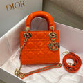 Dior M0505 Mini Lady Dior Bag Orange Red Patent Cannage Calfskin