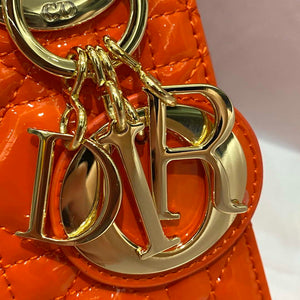 Dior M0505 Mini Lady Dior Bag Orange Red Patent Cannage Calfskin - Default Title - View 2