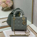Dior M0505 Mini Lady Dior Bag Gray Patent Cannage Calfskin - Default Title - View 1
