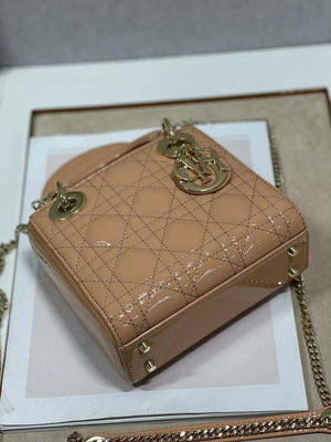 Dior M0505 Mini Lady Dior Bag Apricot Patent Cannage Calfskin - Default Title - View 5