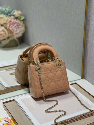Dior M0505 Mini Lady Dior Bag Apricot Patent Cannage Calfskin - Default Title - View 7