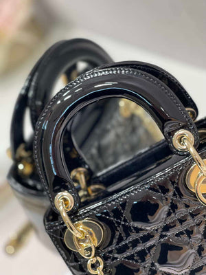Dior M0505 Mini Lady Dior Bag Black Patent Cannage Calfskin - Default Title - View 3