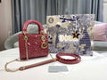 Dior Mini Lady Dior Bag M0505 Hibiscus Powder Patent Cannage Calfskin