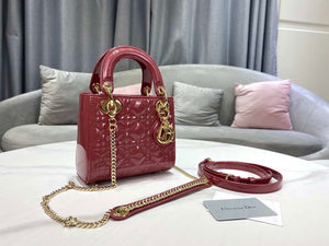 Dior Mini Lady Dior Bag M0505 Hibiscus Powder Patent Cannage Calfskin - Default Title - View 2