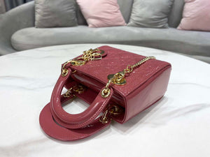 Dior Mini Lady Dior Bag M0505 Hibiscus Powder Patent Cannage Calfskin - Default Title - View 5