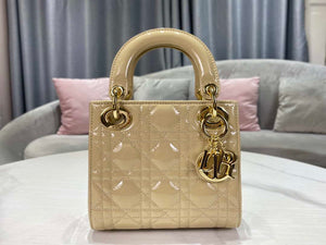 Dior M0505 Mini Lady Dior Bag Apricot Gold Patent Cannage Calfskin - Default Title - View 2