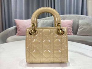 Dior M0505 Mini Lady Dior Bag Apricot Gold Patent Cannage Calfskin - Default Title - View 3