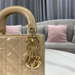 Dior M0505 Mini Lady Dior Bag Apricot Gold Patent Cannage Calfskin - Default Title - View 4
