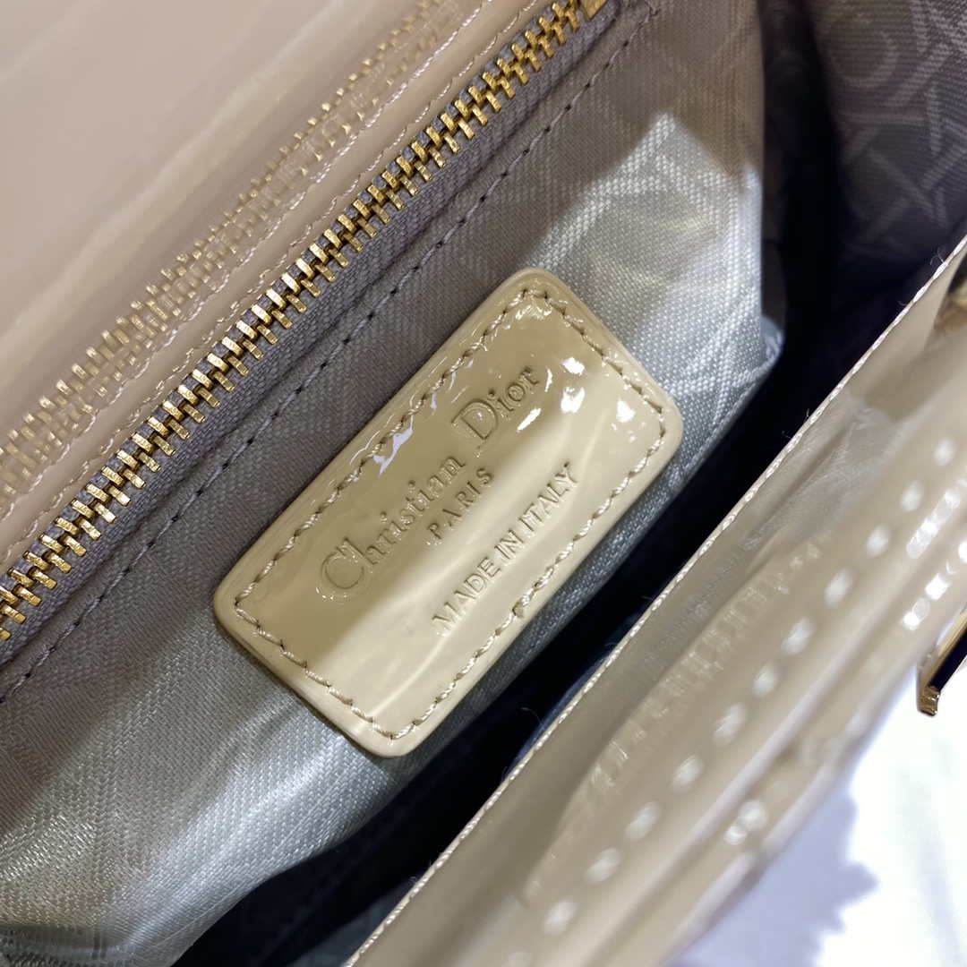 Dior M0505 Mini Lady Dior Bag Apricot Gold Patent Cannage Calfskin - Default Title - View 8