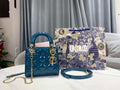 Dior M0505 Mini Lady Dior Bag Navy Blue Patent Cannage Calfskin