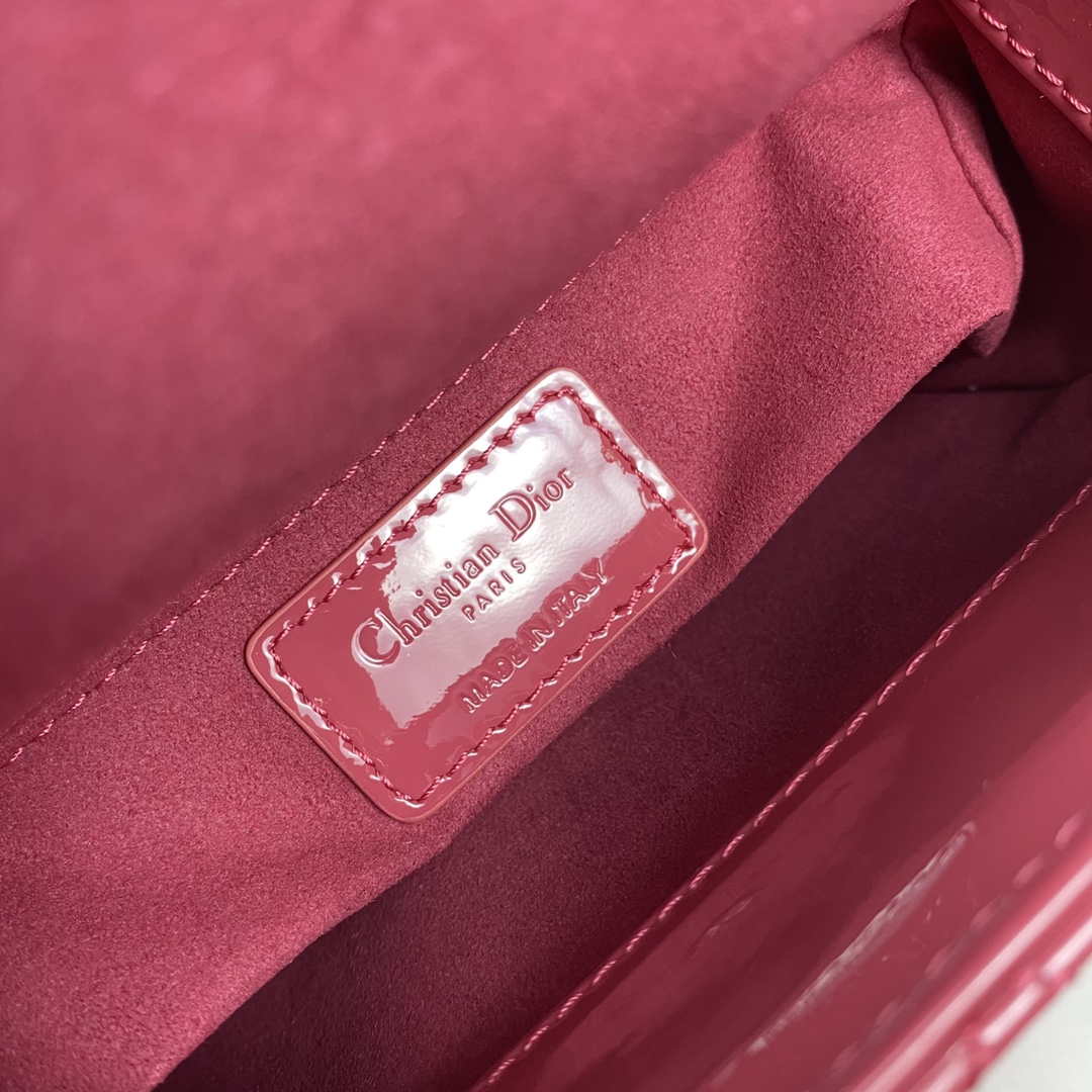 Dior M0505 Mini Lady Dior Bag Pink Patent Cannage Calfskin - Default Title - View 8