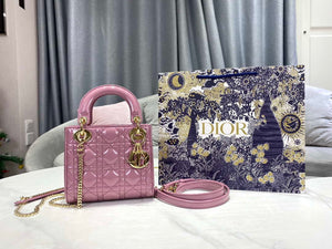 Dior M0505 Mini Lady Dior Bag Light Purple Pink Patent Cannage Calfskin - Default Title - View 1