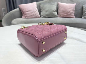 Dior M0505 Mini Lady Dior Bag Light Purple Pink Patent Cannage Calfskin - Default Title - View 8