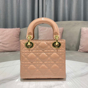 Dior M0505 Mini Lady Dior Bag Nude Patent Cannage Calfskin - Default Title - View 3