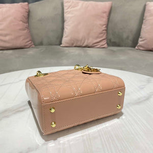 Dior M0505 Mini Lady Dior Bag Nude Patent Cannage Calfskin - Default Title - View 6