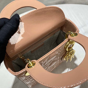 Dior M0505 Mini Lady Dior Bag Nude Patent Cannage Calfskin - Default Title - View 8