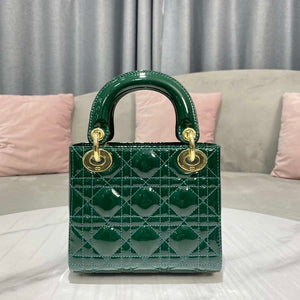 Dior M0505 Mini Lady Dior Bag Dark Green Patent Cannage Calfskin - Default Title - View 3