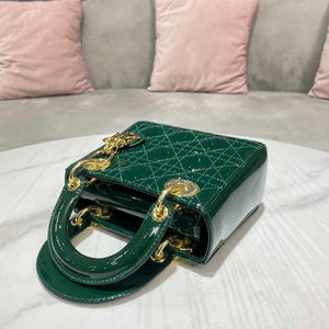 Dior M0505 Mini Lady Dior Bag Dark Green Patent Cannage Calfskin - Default Title - View 5
