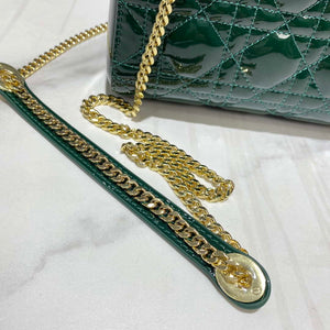 Dior M0505 Mini Lady Dior Bag Dark Green Patent Cannage Calfskin - Default Title - View 7