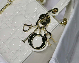 Dior M0505 Mini Lady Dior Bag White Patent Cannage Calfskin - Default Title - View 4