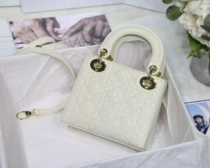 Dior M0505 Mini Lady Dior Bag White Patent Cannage Calfskin - Default Title - View 5