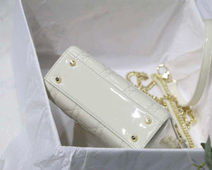 Dior M0505 Mini Lady Dior Bag White Patent Cannage Calfskin - Default Title - View 7