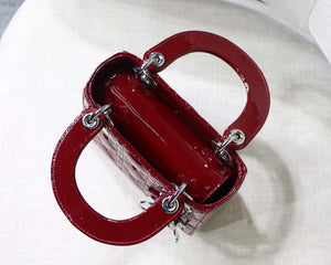 Dior M0505 Mini Lady Dior Bag Wine Red Patent Cannage Calfskin Silver - Default Title - View 8