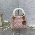 Dior M0505 Mini Lady Dior Bag Pink& White Calfskin - Default Title - View 1