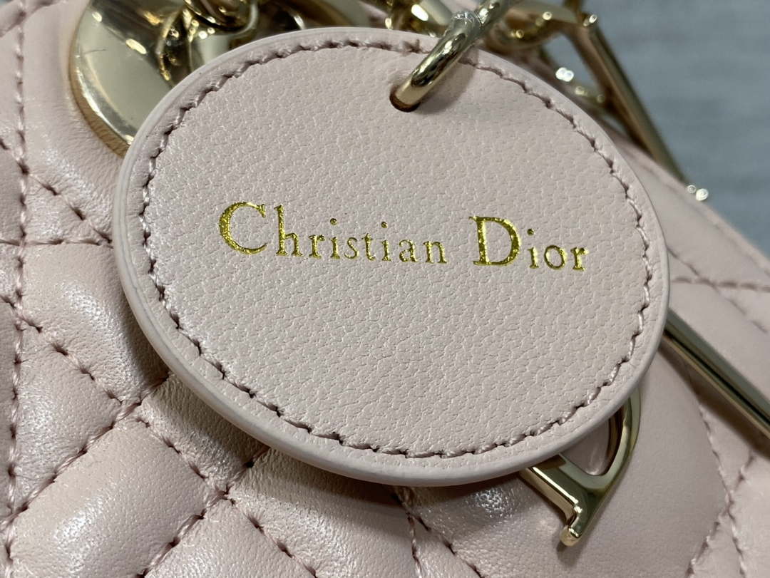Dior M0505 Mini Lady Dior Bag Pink& White Calfskin