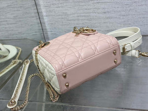 Dior M0505 Mini Lady Dior Bag Pink& White Calfskin - Default Title - View 7