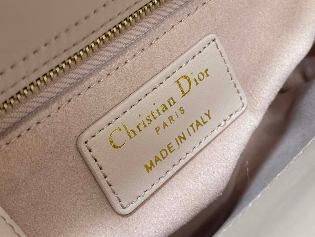 Dior M0505 Mini Lady Dior Bag Pink& White Calfskin