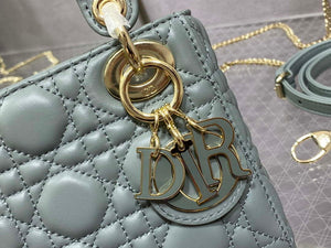 Dior M0505 Mini Lady Dior Bag Rock Gray Calfskin with enamel buckle - Default Title - View 5